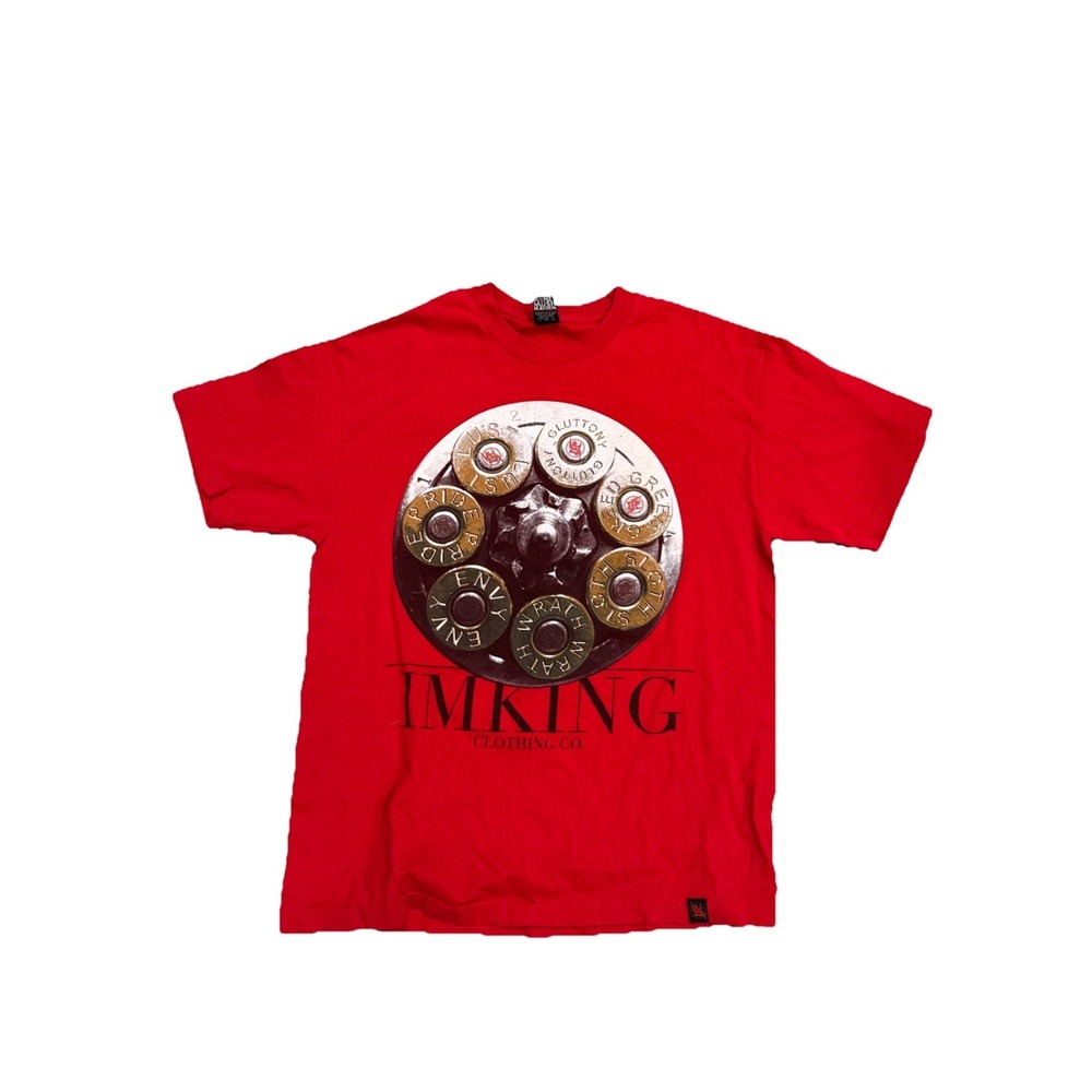 VTG Y2K ImKing Clothing Co Red Seven Deadly Sins Bullet Graphic Tee L